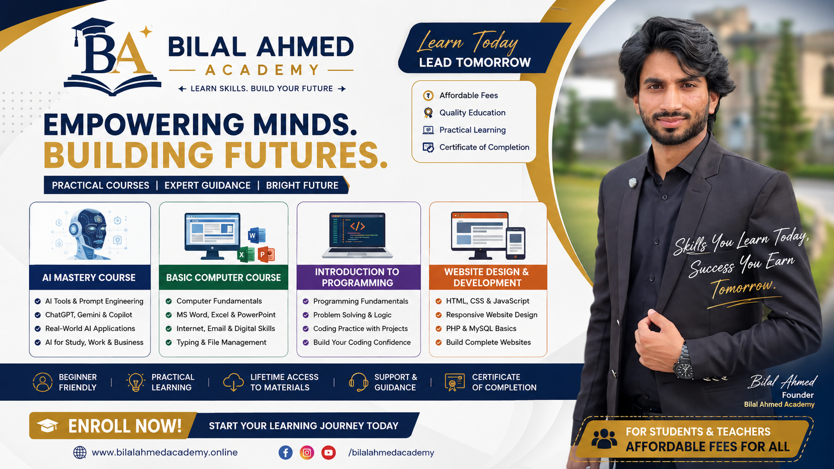 Student studying AI at Bilal Ahmed Academy